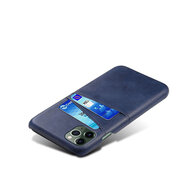 iPhone 14 Hoesje - MobyDefend Lederen Backcover Met Vakjes Voor Pasjes - Blauw