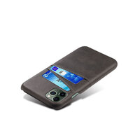 iPhone 14 Hoesje - MobyDefend Lederen Backcover Met Vakjes Voor Pasjes - Zwart