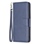 iPhone 14 Hoesje - MobyDefend Wallet Book Case Met Koord - Blauw