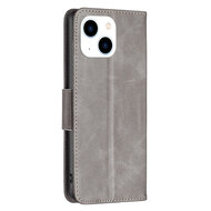 iPhone 14 Hoesje - MobyDefend Wallet Book Case Met Koord - Grijs