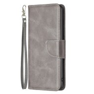 iPhone 14 Hoesje - MobyDefend Wallet Book Case Met Koord - Grijs