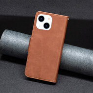 iPhone 14 Hoesje - MobyDefend Wallet Book Case Met Koord - Bruin