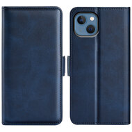 iPhone 14 Hoesje - MobyDefend Luxe Wallet Book Case (Sluiting Zijkant) - Blauw