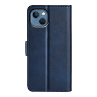 iPhone 14 Hoesje - MobyDefend Luxe Wallet Book Case (Sluiting Zijkant) - Blauw