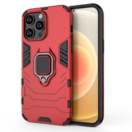 iPhone 14 Hoesje - MobyDefend Dubbelgelaagde Pantsercase Met Standaard - Rood