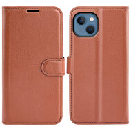 iPhone 14 Hoesje - MobyDefend Kunstleren Wallet Book Case (Sluiting Voorkant) - Bruin