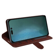 iPhone 14 Hoesje - MobyDefend Wallet Book Case (Sluiting Achterkant) - Bruin