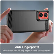 Motorola Moto G35 Hoesje - MobyDefend TPU Backcover - Geborstelde Metaal &amp; Carbon-Look - Zwart