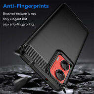 Motorola Moto G35 Hoesje - MobyDefend TPU Backcover - Geborstelde Metaal &amp; Carbon-Look - Zwart