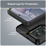 Motorola Moto G55 Hoesje - MobyDefend TPU Backcover - Geborstelde Metaal &amp; Carbon-Look - Zwart