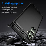 Samsung Galaxy S24 FE Hoesje - MobyDefend TPU Backcover - Geborstelde Metaal &amp; Carbon-Look - Zwart