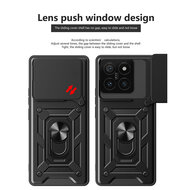 Xiaomi 14T Hoesje - MobyDefend Pantsercase Met Draaibare Ring - Zwart