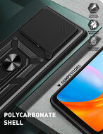 Xiaomi 14T Hoesje - MobyDefend Pantsercase Met Draaibare Ring - Zwart