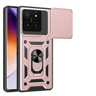 Xiaomi 14T Hoesje - MobyDefend Pantsercase Met Draaibare Ring - Ros&eacute;