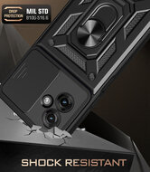 Motorola Moto G55 Hoesje - MobyDefend Pantsercase Met Draaibare Ring - Zwart