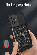 Motorola Moto G55 Hoesje - MobyDefend Pantsercase Met Draaibare Ring - Zwart