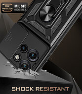 Motorola Edge 50 Neo Hoesje - MobyDefend Pantsercase Met Draaibare Ring - Zwart
