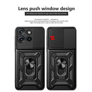 Motorola Edge 50 Neo Hoesje - MobyDefend Pantsercase Met Draaibare Ring - Zwart
