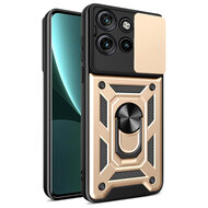 Motorola Edge 50 Neo Hoesje - MobyDefend Pantsercase Met Draaibare Ring - Goud