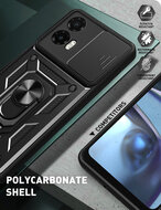 Motorola Moto G35 Hoesje - MobyDefend Pantsercase Met Draaibare Ring - Zwart
