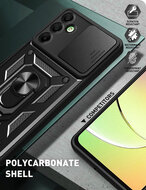 Samsung Galaxy A16 Hoesje - MobyDefend Pantsercase Met Draaibare Ring - Zwart