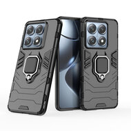 Xiaomi 14T Pro Hoesje - MobyDefend Dubbelgelaagde Pantsercase Met Standaard - Zwart