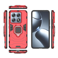 Xiaomi 14T Pro Hoesje - MobyDefend Dubbelgelaagde Pantsercase Met Standaard - Rood