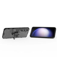 Samsung Galaxy S24 FE Hoesje - MobyDefend Dubbelgelaagde Pantsercase Met Standaard - Zwart
