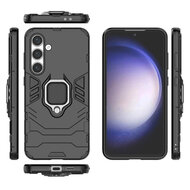 Samsung Galaxy S24 FE Hoesje - MobyDefend Dubbelgelaagde Pantsercase Met Standaard - Zwart