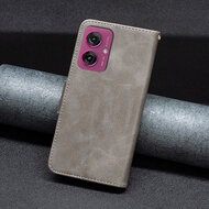 Motorola Moto G55 Hoesje - MobyDefend Wallet Book Case Met Koord - Grijs