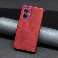 Motorola Moto G55 Hoesje - MobyDefend Wallet Book Case Met Koord - Rood