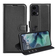 Motorola Moto G35 Hoesje - MobyDefend Kunstleren Wallet Book Case (Sluiting Voorkant) - Zwart