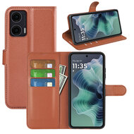 Motorola Moto G35 Hoesje - MobyDefend Kunstleren Wallet Book Case (Sluiting Voorkant) - Bruin