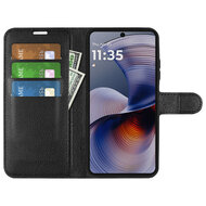 Motorola Moto G55 Hoesje - MobyDefend Kunstleren Wallet Book Case (Sluiting Voorkant) - Zwart