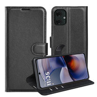 Motorola Moto G55 Hoesje - MobyDefend Kunstleren Wallet Book Case (Sluiting Voorkant) - Zwart