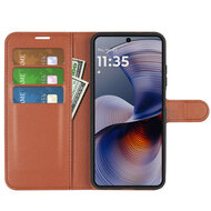 Motorola Moto G55 Hoesje - MobyDefend Kunstleren Wallet Book Case (Sluiting Voorkant) - Bruin