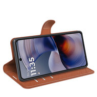 Motorola Moto G55 Hoesje - MobyDefend Kunstleren Wallet Book Case (Sluiting Voorkant) - Bruin