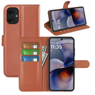 Motorola Moto G55 Hoesje - MobyDefend Kunstleren Wallet Book Case (Sluiting Voorkant) - Bruin