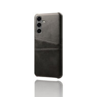 Samsung Galaxy S24 FE Hoesje - MobyDefend Lederen Backcover Met Vakjes Voor Pasjes - Zwart