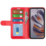 Motorola Edge 50 Neo Hoesje - MobyDefend Wallet Book Case (Sluiting Achterkant) - Rood