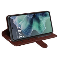Motorola Moto G35 Hoesje - MobyDefend Wallet Book Case (Sluiting Achterkant) - Bruin