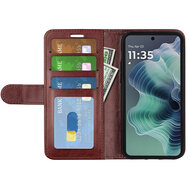 Motorola Moto G35 Hoesje - MobyDefend Wallet Book Case (Sluiting Achterkant) - Bruin