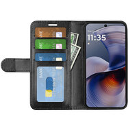 Motorola Moto G55 Hoesje - MobyDefend Wallet Book Case (Sluiting Achterkant) - Zwart