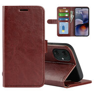 Motorola Moto G55 Hoesje - MobyDefend Wallet Book Case (Sluiting Achterkant) - Bruin