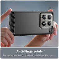Xiaomi 14T Hoesje - MobyDefend TPU Backcover - Geborstelde Metaal &amp; Carbon-Look - Zwart