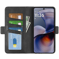 Motorola Moto G55 Hoesje - MobyDefend Luxe Wallet Book Case (Sluiting Zijkant) - Zwart