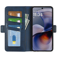 Motorola Moto G55 Hoesje - MobyDefend Luxe Wallet Book Case (Sluiting Zijkant) - Blauw