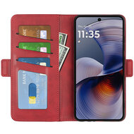 Motorola Moto G55 Hoesje - MobyDefend Luxe Wallet Book Case (Sluiting Zijkant) - Rood