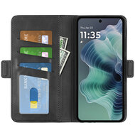 Motorola Moto G35 Hoesje - MobyDefend Luxe Wallet Book Case (Sluiting Zijkant) - Zwart