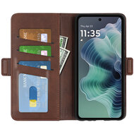 Motorola Moto G35 Hoesje - MobyDefend Luxe Wallet Book Case (Sluiting Zijkant) - Bruin